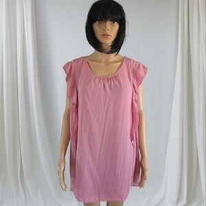 Joe Fresh Pink Ruffled Sleeves Top, Plus Size 3X